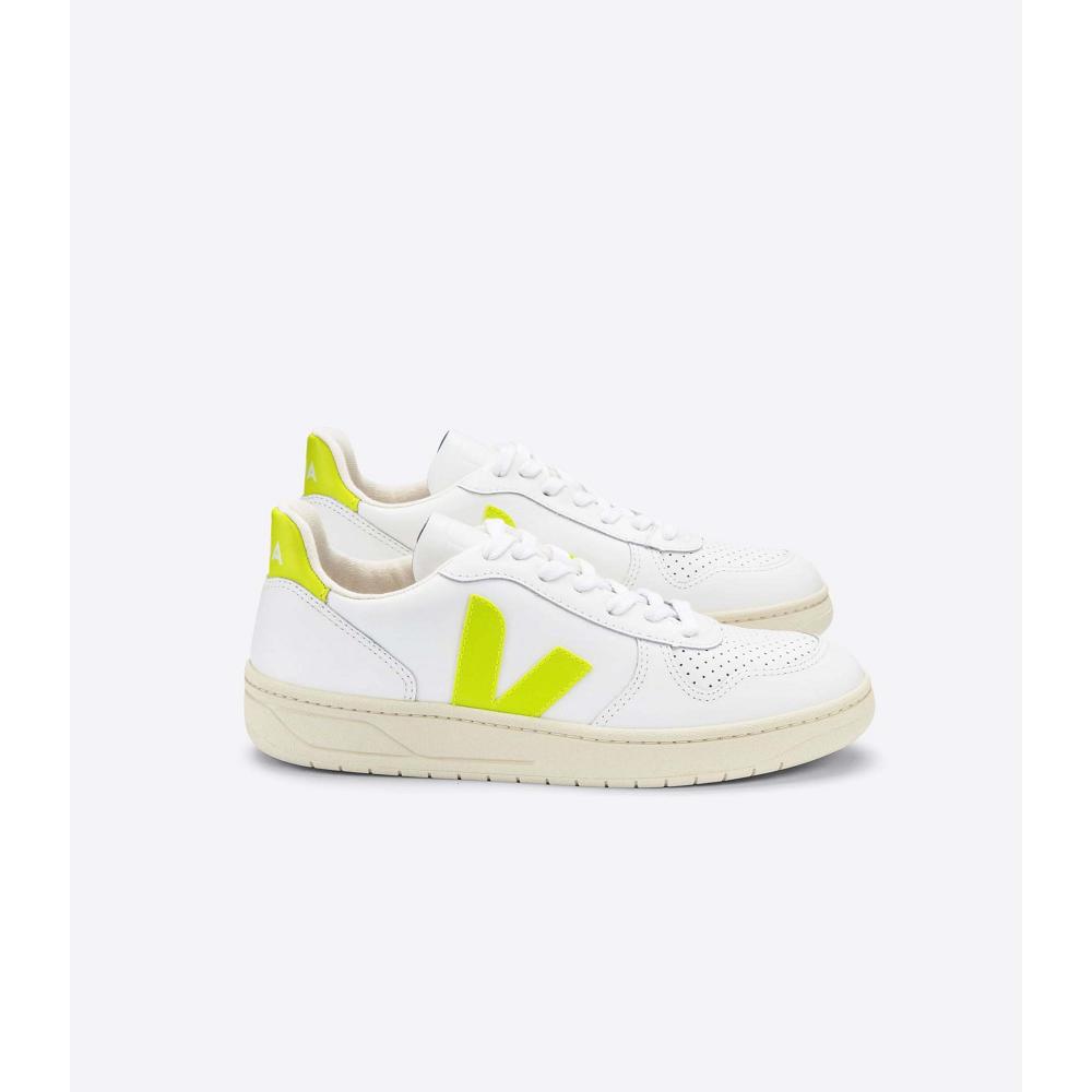 Veja V-10 LEATHER Joggesko Dame White/Mint | NO 647HAP